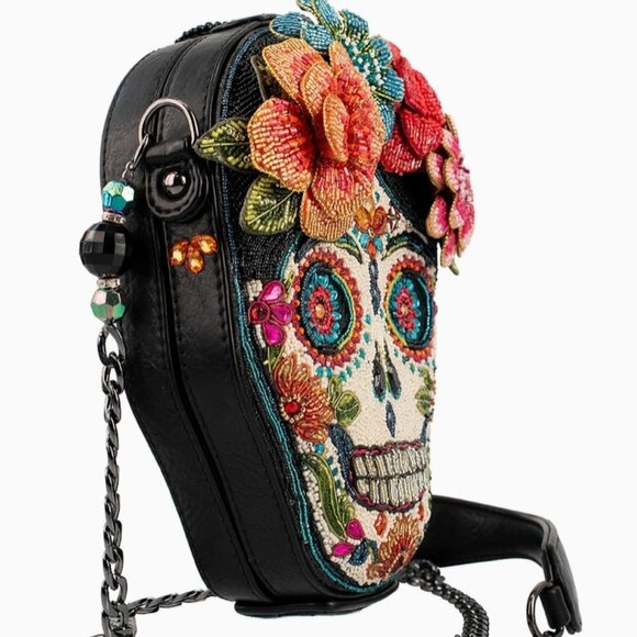 Mary Frances Handbags - Mary Frances Handbag - Bella Noche Sugar Skull Beaded Floral Crossbody Handbag